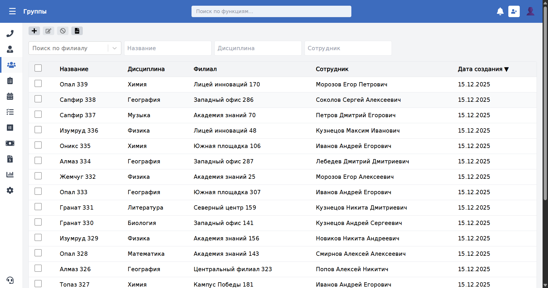 Список групп